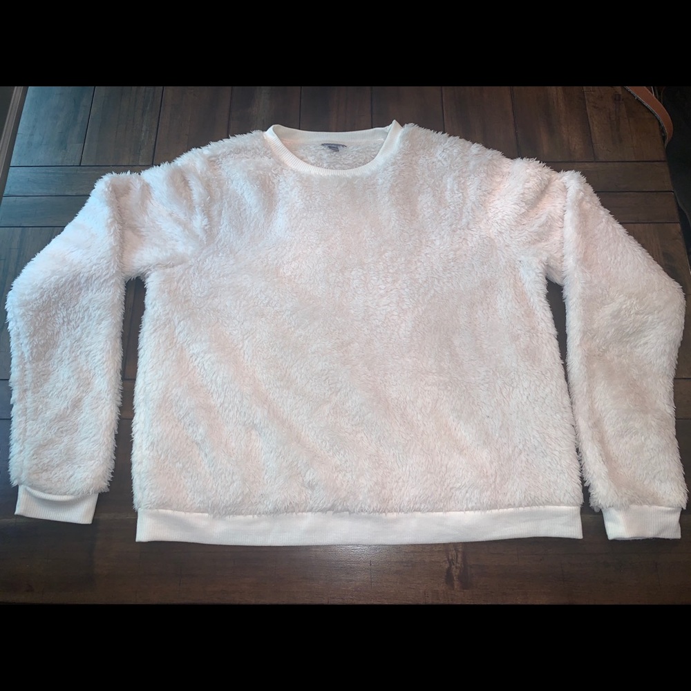White fluffy sweater size small